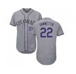 Men Colorado Rockies #22 Chris Iannetta Grey Flexbase Authentic Collection Stitched MLB Jersey