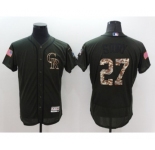 Men Colorado Rockies #27 Story Majestic Green Salute to Service Flexbase Authentic Collection Jersey