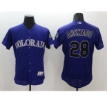 Men Colorado Rockies #28 Nolan Arenado Majestic Purple Flexbase Authentic Collection Player Jersey
