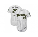Men Colorado Rockies #28 Nolan Arenado White Strip Flexbase Authentic Collection 2018 Memorial Day Stitched MLB Jersey