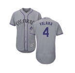 Men Colorado Rockies #4 Pat Valaika Grey Flexbase Authentic Collection Stitched MLB Jersey