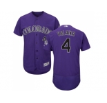 Men Colorado Rockies #4 Pat Valaika Purple Flexbase Authentic Collection Stitched MLB Jersey