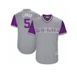 Men's 2017 Little League World Series Rockies Carlos Gonzalez #5 Cargo Gray Jersey