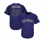 Men's Colorado Rockies #28 Nolan Arenado Replica Purple Alternate  Cool Base Baseball Jersey
