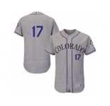 Men's Majestic Colorado Rockies #17 Todd Helton Grey Flexbase Authentic Collection MLB Jersey