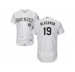 Men's Majestic Colorado Rockies #19 Charlie Blackmon White Flexbase Authentic Collection MLB Jersey