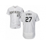 Men's Majestic Colorado Rockies #27 Trevor Story White Flexbase Authentic Collection MLB Jersey