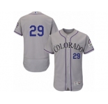 Men's Majestic Colorado Rockies #29 Jorge De La Rosa Grey Flexbase Authentic Collection MLB Jersey