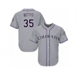 Men's Majestic Colorado Rockies #35 Chad Bettis Replica Grey Road Cool Base MLB Jersey
