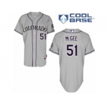 Men's Majestic Colorado Rockies #51 Jake McGee Authentic Grey Road Cool Base MLB Jersey