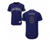 Men's Majestic Colorado Rockies #8 Gerardo Parra Purple Flexbase Authentic Collection MLB Jersey