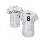 Men's Majestic Colorado Rockies #8 Gerardo Parra White Flexbase Authentic Collection MLB Jersey