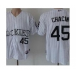 mlb jerseys colorado rockies #45 chacin white[blue stripe]