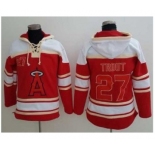 Los Angeles Angels Of Anaheim #27 Mike Trout Red Sawyer Hooded Sweatshirt Baseball Hoodie