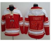 Los Angeles Angels Of Anaheim #27 Mike Trout Red Sawyer Hooded Sweatshirt Baseball Hoodie