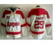 Los Angeles Angels Of Anaheim #29 Rod Carew White Sawyer Hooded Sweatshirt Baseball Hoodie