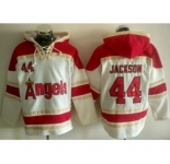 Los Angeles Angels Of Anaheim #44 Reggie Jackson White Sawyer Hooded Sweatshirt Baseball Hoodie