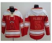 Los Angeles Angels Of Anaheim #5 Albert Pujols Red Sawyer Hooded Sweatshirt Baseball Hoodie