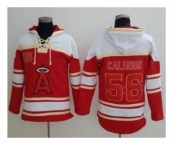 Los Angeles Angels Of Anaheim #56 Kole Calhoun Red Sawyer Hooded Sweatshirt Baseball Hoodie