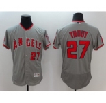 Men Los Angeles Angels #27 Mike Trout Majestic Gray Flexbase Authentic Collection Player Jersey