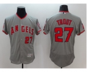 Men Los Angeles Angels #27 Mike Trout Majestic Gray Flexbase Authentic Collection Player Jersey