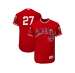 Men Los Angeles Angels #27 Mike Trout Majestic Scarlet 2018 Spring Training Flex Base Player Jersey