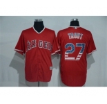 Men Los Angeles Angels #27 Mike Trout Red USA Flag Fashion MLB Jersey