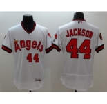 Men Los Angeles Angels Of Anaheim #44 Reggie Jackson White Flexbase Authentic Collection Cooperstown Stitched MLB Jersey