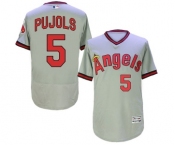 Men Los Angeles Angels Of Anaheim #5 Albert Pujols Grey Flexbase Authentic Collection Cooperstown Stitched Jersey
