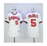 Men Los Angeles Angels Of Anaheim #5 Albert Pujols White Flexbase Authentic Collection Cooperstown Stitched Jersey