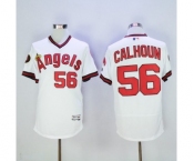 Men Los Angeles Angels Of Anaheim #56 Kole Calhoun White Flexbase Authentic Collection Cooperstown Stitched Jersey