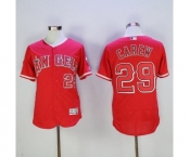 Men's Los Angeles Angels of Anaheim #29 Rod Carew Majestic Red Flexbase Authentic Collection Player Jersey
