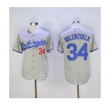 Men's Los Angeles Dodgers #34 Fernando Valenzuela Majestic Gray Road Flexbase Authentic Collection Player Jersey