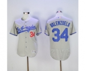 Men's Los Angeles Dodgers #34 Fernando Valenzuela Majestic Gray Road Flexbase Authentic Collection Player Jersey