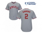 Men's Majestic Los Angeles Angels of Anaheim #2 Andrelton Simmons Replica Grey Road Cool Base MLB Jersey
