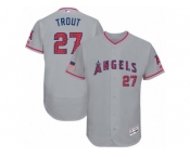 Men's Majestic Los Angeles Angels of Anaheim #27 Mike Trout Grey Stars & Stripes Authentic Collection Flex Base MLB Jersey
