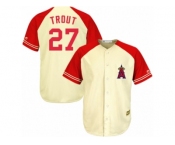Men's Majestic Los Angeles Angels of Anaheim #27 Mike Trout Replica Cream Red Exclusive MLB Jersey