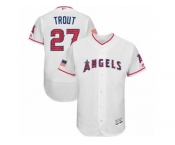 Men's Majestic Los Angeles Angels of Anaheim #27 Mike Trout White Stars & Stripes Authentic Collection Flex Base MLB Jersey