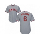 Men's Majestic Los Angeles Angels of Anaheim #6 Yunel Escobar Replica Grey Road Cool Base MLB Jersey