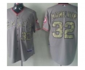 mlb Los Angeles Angels #32 Josh Hamilton Grey jerseys[number camo]