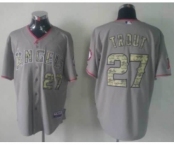 mlb jerseys los angeles angels #27 trout grey[number camo]