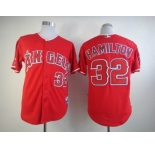 mlb jerseys los angeles angels #32 hamilton red