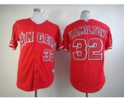 mlb jerseys los angeles angels #32 hamilton red