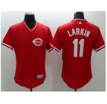 Cincinnati Reds #11 Barry Larkin Red Flexbase Authentic Collection Cooperstown Stitched Baseball Jersey