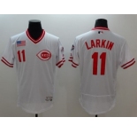 Cincinnati Reds #11 Barry Larkin White Flexbase Authentic Collection Cooperstown Stitched MLB Jersey