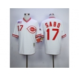 MLB Mitchell And Ness 1990 Cincinnati Reds #17 Chris Sabo White Throwback Stitched Jerseys