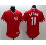 Men Cincinnati Reds #11 Barry Larkin Majestic Red Flexbase Authentic Cooperstown Player Jersey