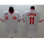 Men Cincinnati Reds #11 Barry Larkin Majestic white Flexbase Authentic Collection Player Jersey