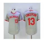 Men Cincinnati Reds #13 Dave Concepcion Majestic Grey Flexbase Authentic Cooperstown Player Jersey