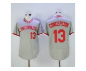Men Cincinnati Reds #13 Dave Concepcion Majestic Grey Flexbase Authentic Cooperstown Player Jersey